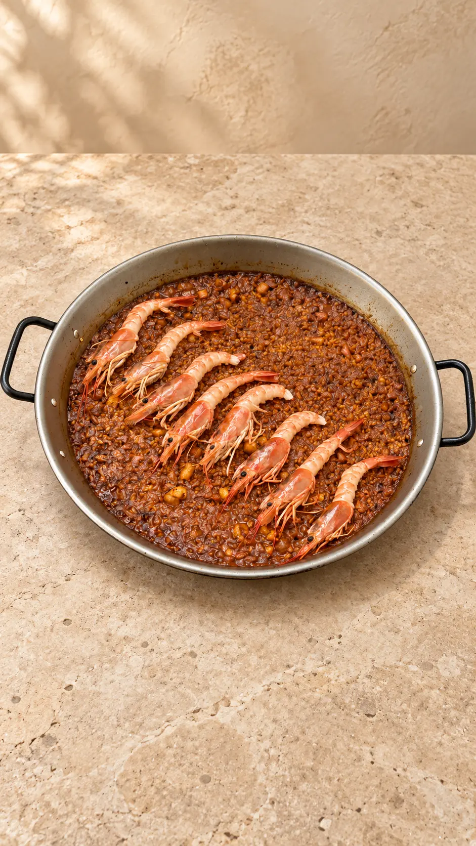Paellera de arroz de marisco de Can Arrocet