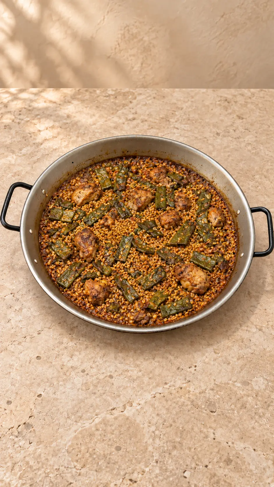 Arroz de pollo y judías verdes